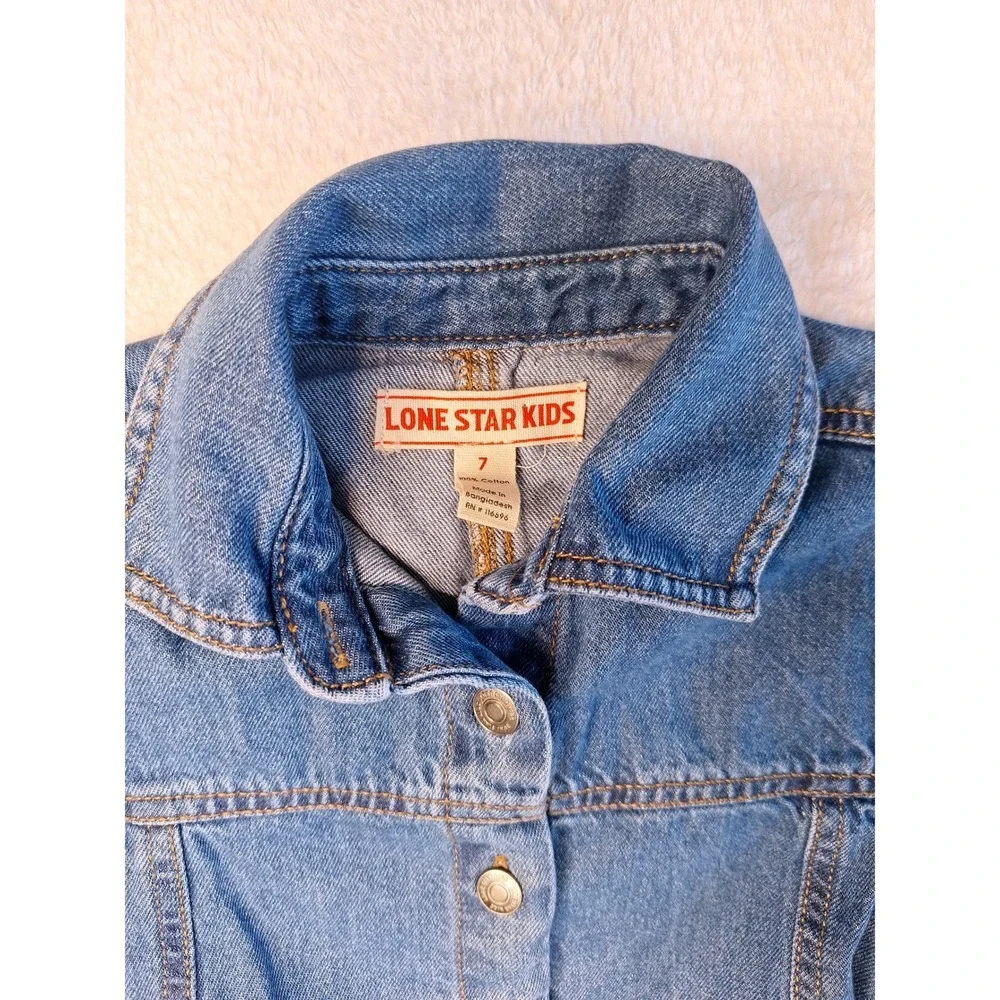 Lone Star Kids Girls Blue Denim‎ Button Down Belted Shirt Dress Size 7 Medium